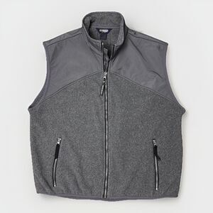Woolrich John Rich & Bros Mens Fleece Vest Gray Full Zip Ripstop Panels M